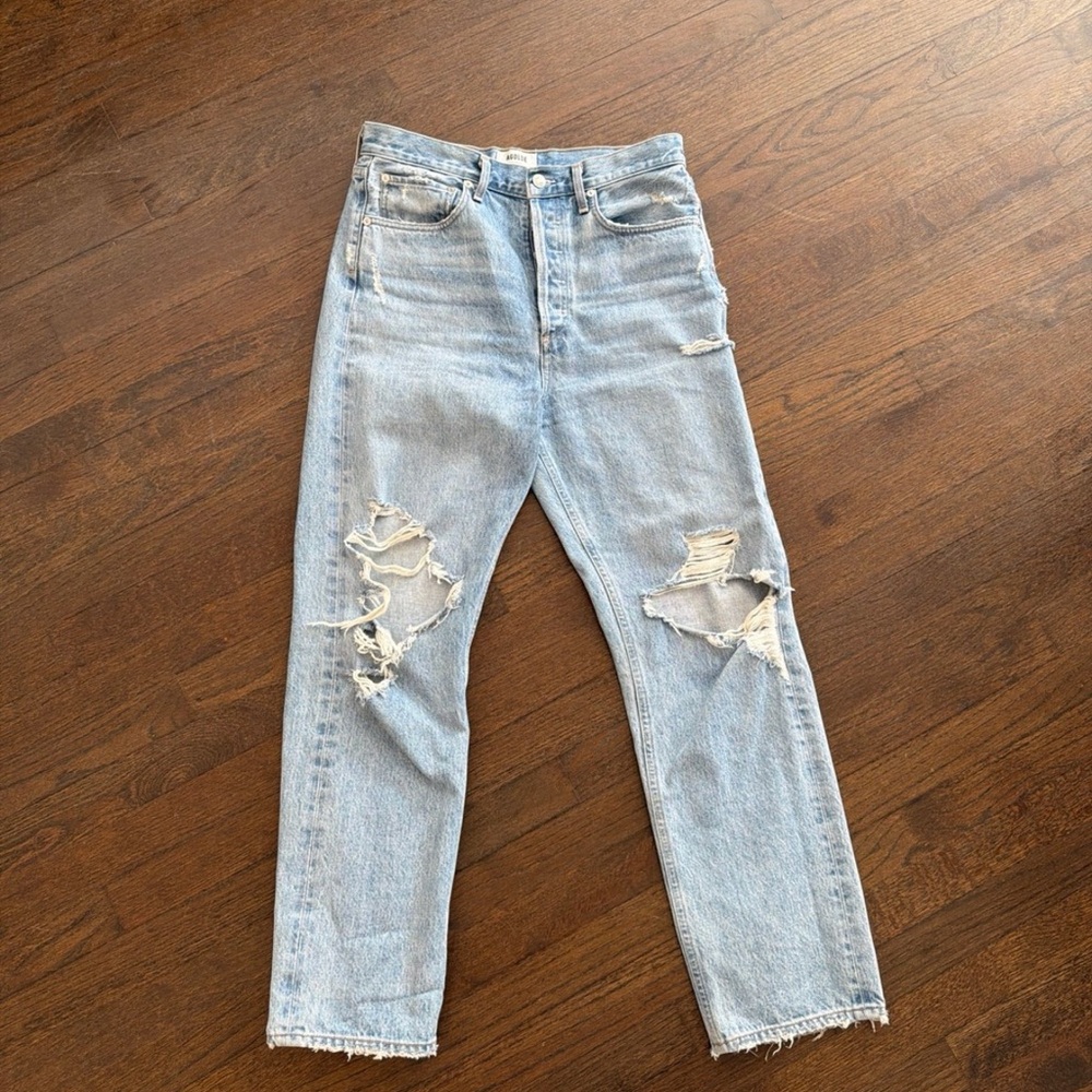 Distressed Light Blue Jeans